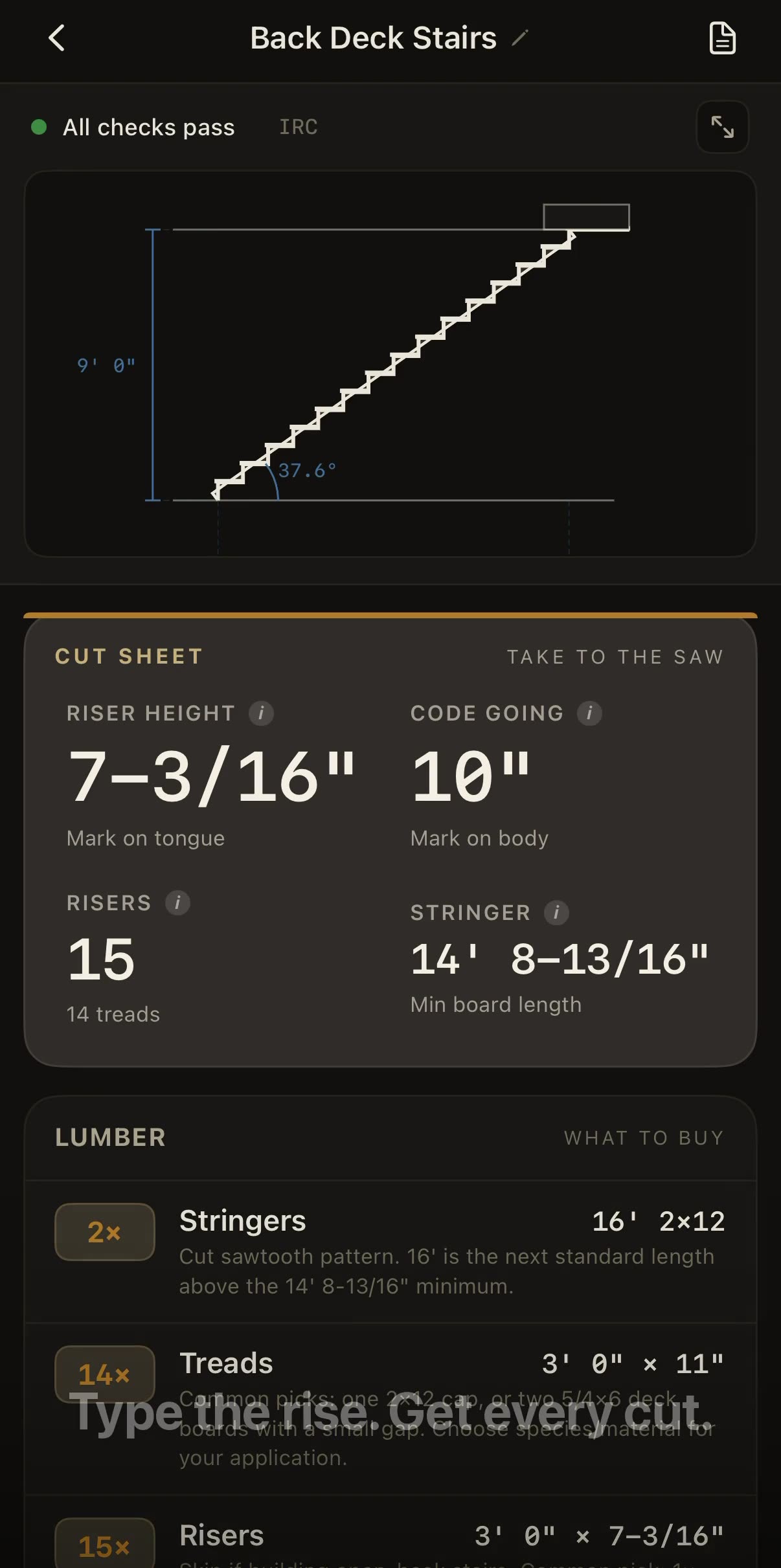 Type the rise. Get every cut.
